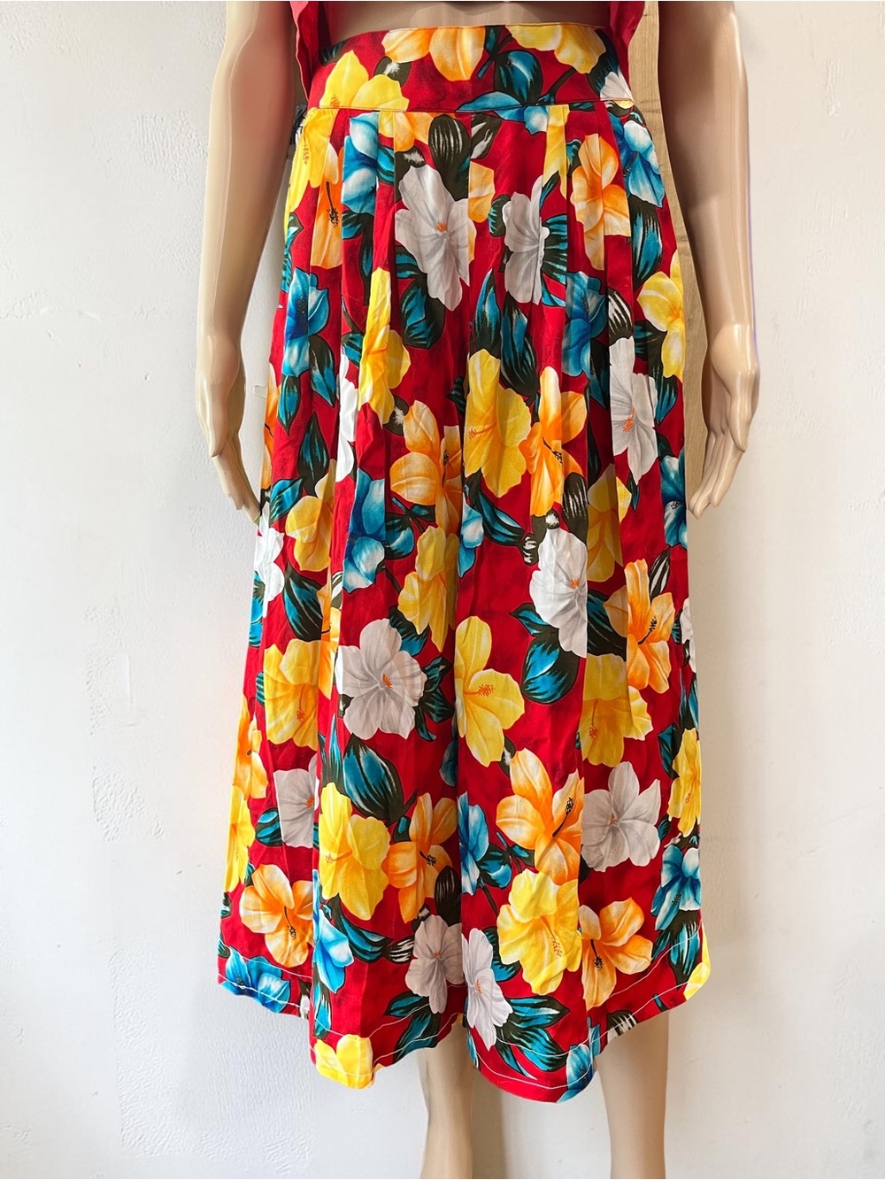 Vintage Evan-Picone Pleated Tropical Hibiscus Resort palazzo pants high waisted